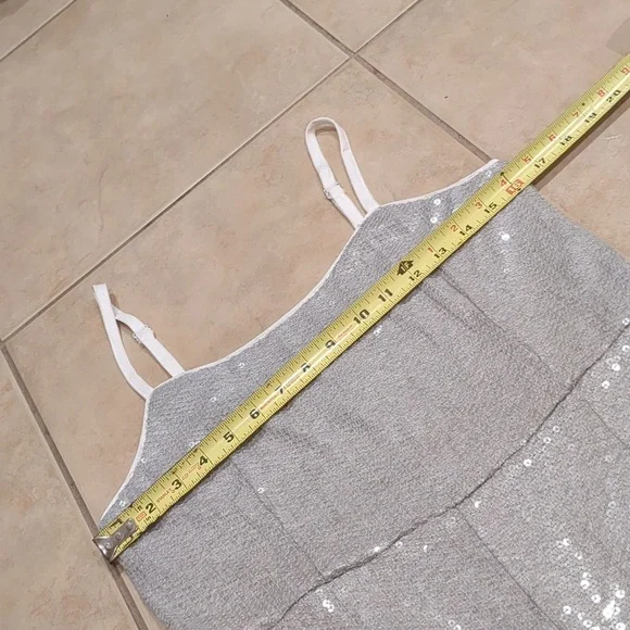 Anthropologie | Claudette Sequin Jumpsuit | Size 6 | Silver - Picture 6 of 14